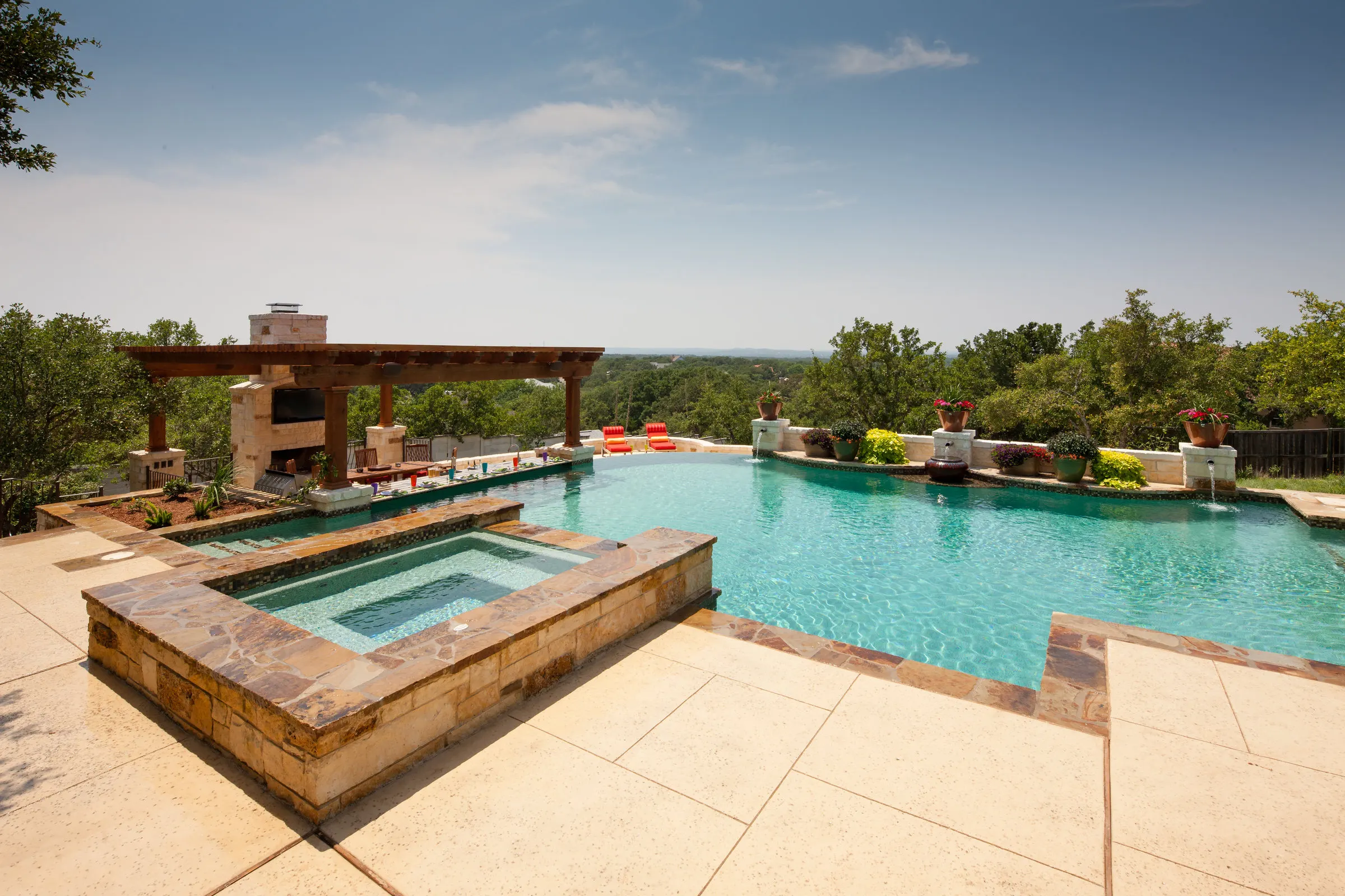 Beach-Entry Pool & Copper Scuppers, Boerne, TX