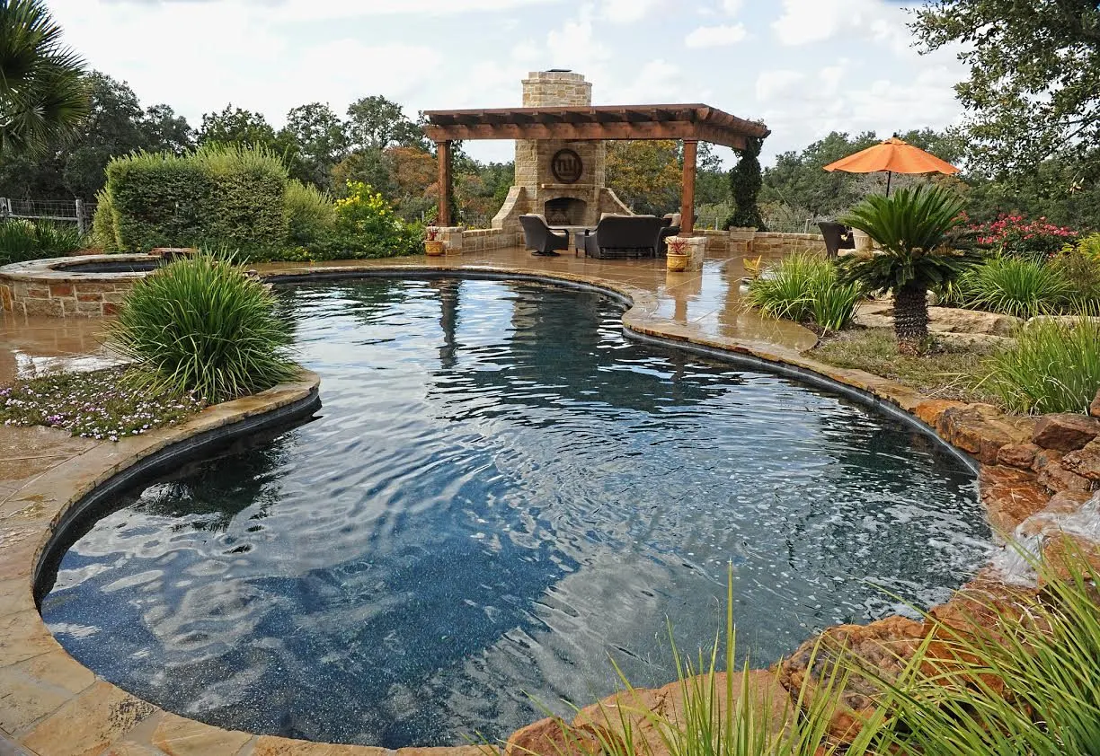 Freeform Pool & Pergola Fireplace, Boerne, TX