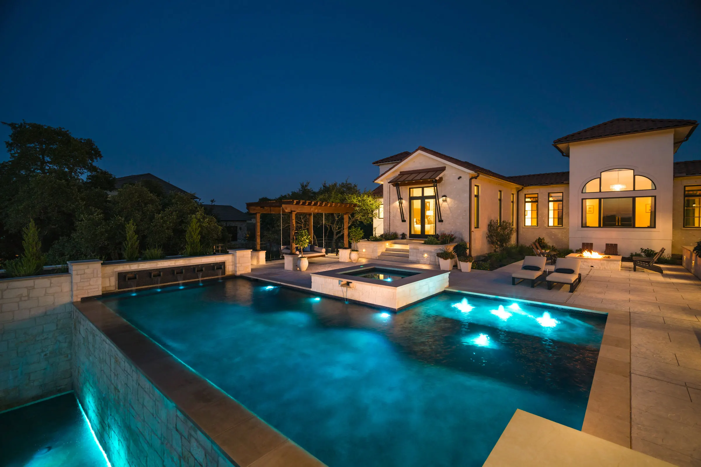 Contemporary Pool Above the Golf Course, Boerne, TX